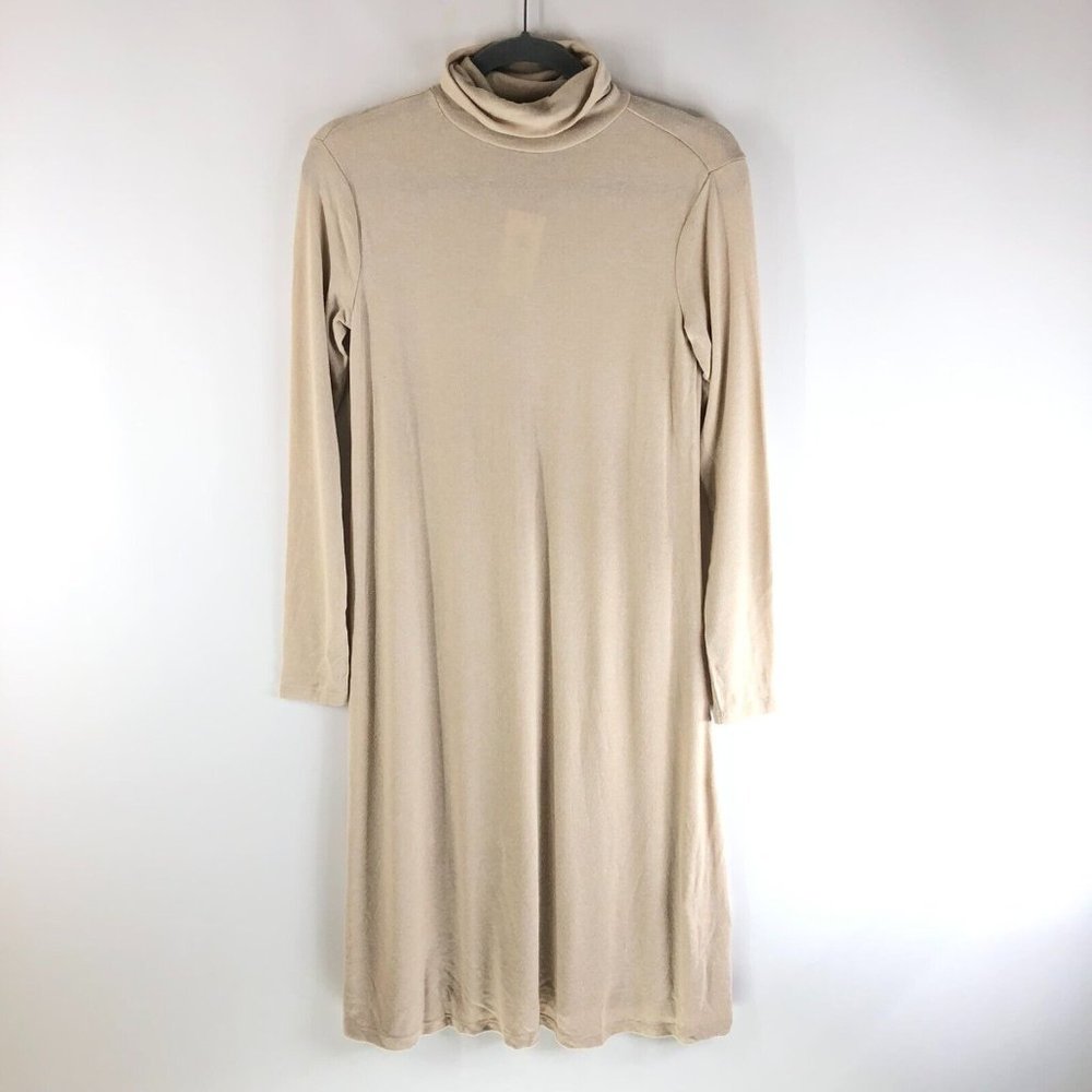Style & Co Sweater Dress Turtleneck Midi Long Sleeve Stretch Beige XS